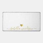 Modern Personalized Gold Heart Script Name  Schreibtischunterlage (Vorderseite)