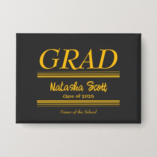 Modern Personalized grad school Graduation Button (Vorderseite)
