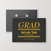 Modern Personalized grad school Graduation Button (Vorderseite/Rückseite)