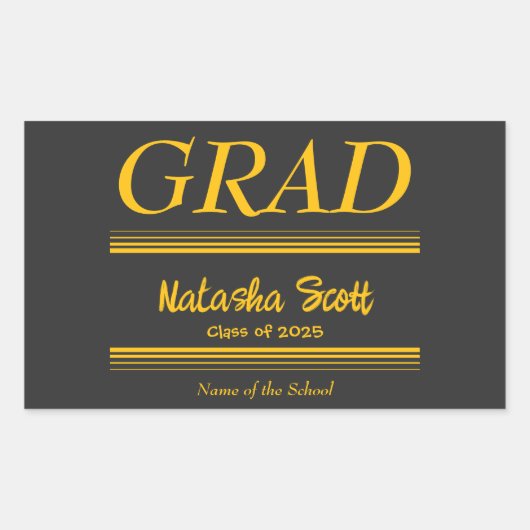 Modern Personalized grad school Graduation Rechteckiger Aufkleber (Vorderseite)