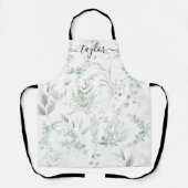 Modern Personalized Greenery Print Apron Schürze (Vorderseite)