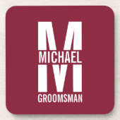 Modern Personalized Groomsmen Monogram and Name Getränkeuntersetzer (Vorderseite)
