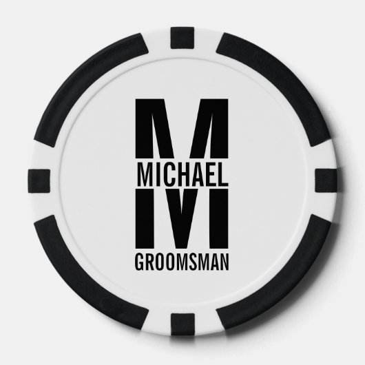 Modern Personalized Groomsmen Monogram and Name Pokerchips (Vorderseite)