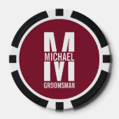Modern Personalized Groomsmen Monogram and Name Pokerchips (Vorderseite)