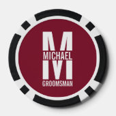 Modern Personalized Groomsmen Monogram and Name Pokerchips (Rückseite)