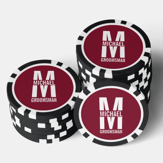 Modern Personalized Groomsmen Monogram and Name Pokerchips (Stapel)