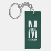 Modern Personalized Groomsmen Monogram and Name Schlüsselanhänger (Vorderseite links)