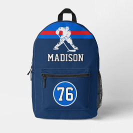 Modern Personalized Ice Hockey Player Name Number Bedruckter Rucksack