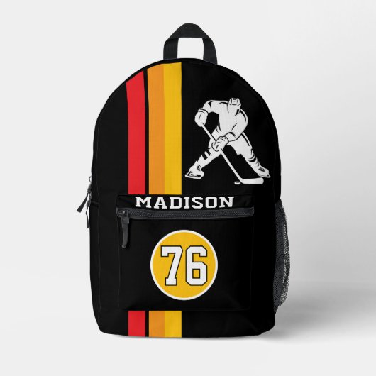 Modern Personalized Ice Hockey Player Name Number Bedruckter Rucksack (Vorderseite)