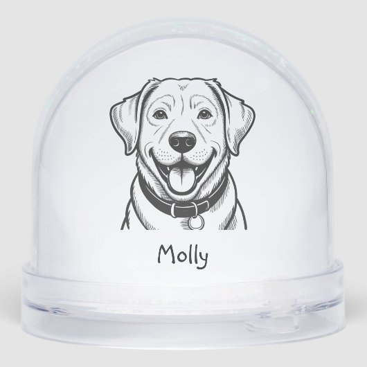 Modern Personalized Lab Dog Christmas Schneekugeln (Rückseite)
