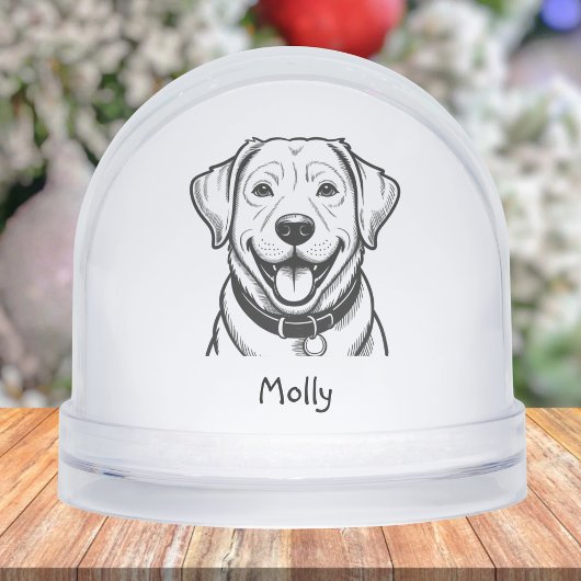 Modern Personalized Lab Dog Christmas Schneekugeln