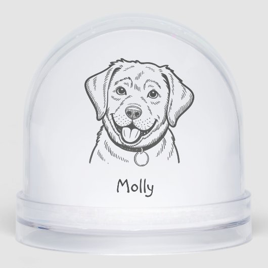 Modern Personalized Lab Dog Christmas Schneekugeln (Vorderseite)