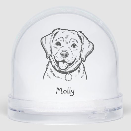 Modern Personalized Lab Dog Christmas Schneekugeln (Rückseite)