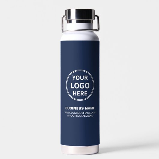 Modern Personalized Logo Navy Blue Business Trinkflasche (Rückseite)