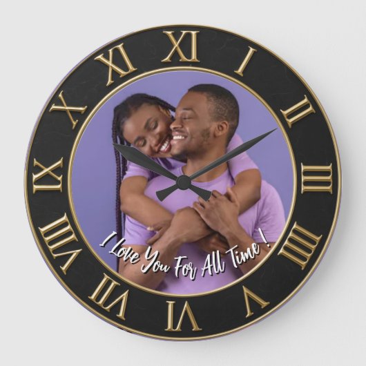 Modern Personalized Love Message Gift Custom Photo Große Wanduhr (Vorderseite)