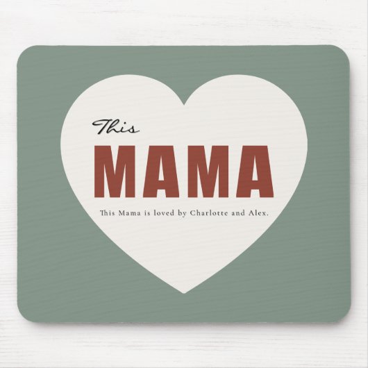 Modern Personalized Mama Heart Mouse Pad Mousepad (Vorne)