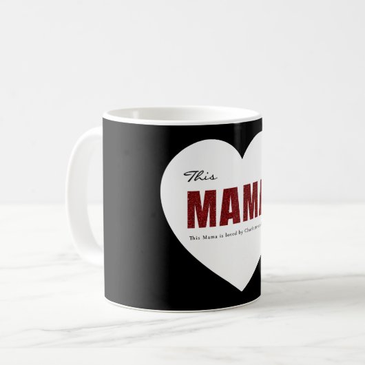 Modern Personalized Mama Heart Mug Kaffeetasse (Vorderseite Links)