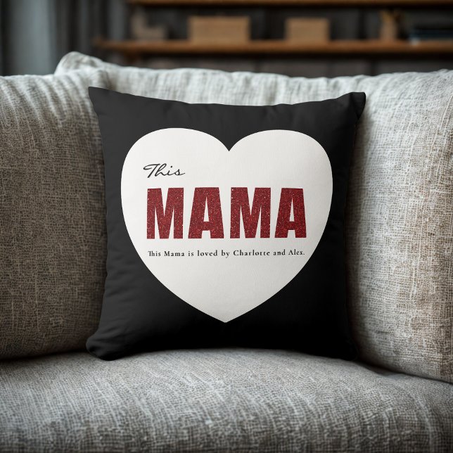 Modern Personalized Mama Heart Throw Pillow Kissen (Von Creator hochgeladen)