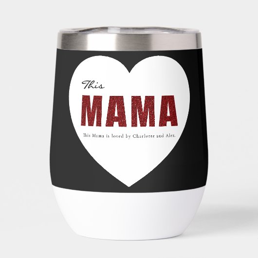 Modern Personalized Mama Heart Water Bottle (Rückseite)