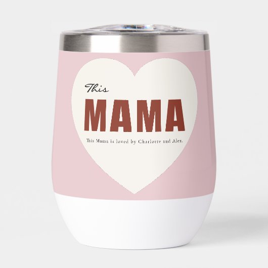 Modern Personalized Mama Heart Water Bottle (Vorderseite)