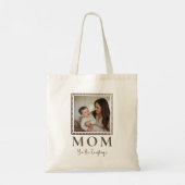 Modern Personalized Mom Photo Tote Bag Gift Tragetasche (Rückseite)