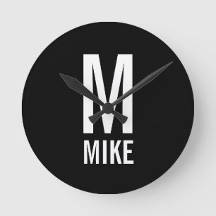 Modern Personalized Monogram and Name Runde Wanduhr