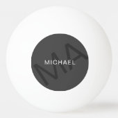 Modern Personalized Monogram Gray Tischtennisball (Vorderseite)