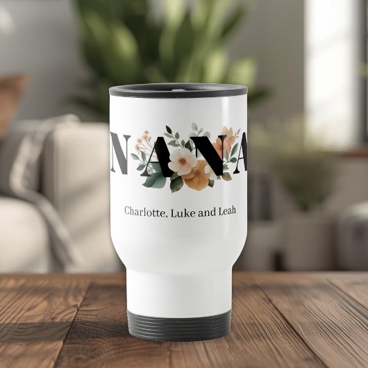 Modern Personalized Nana Floral Gift Reisebecher