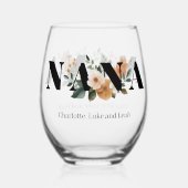 Modern Personalized Nana Floral Gift Weinglas Ohne Stiel (Vorderseite)