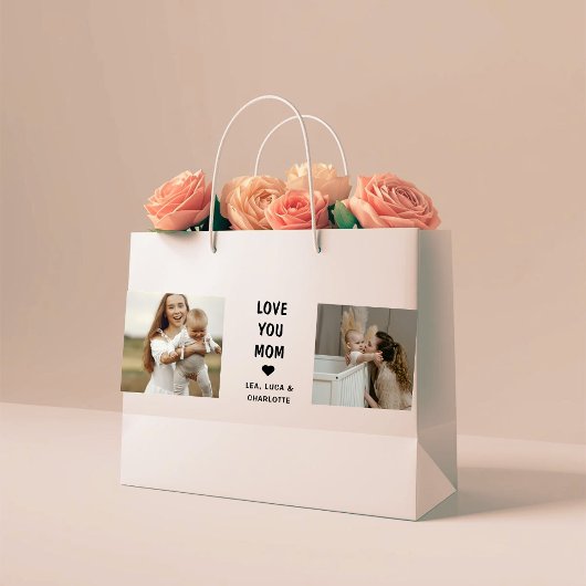 Modern Personalized Photo Gift for Mom Große Geschenktüte