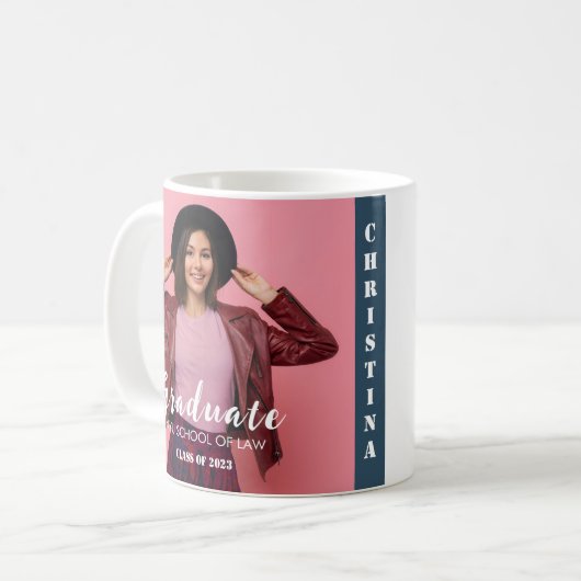 Modern Personalized Photo Script Graduate Kaffeetasse (Vorderseite Links)