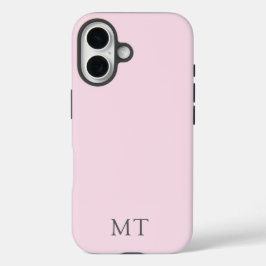 Modern Personalized Pink Grey Initial Monogram iPhone 16 Hülle