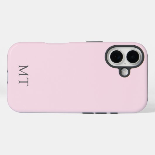Modern Personalized Pink Grey Initial Monogram Case-Mate iPhone Hülle (Rückseite (Horizontal))