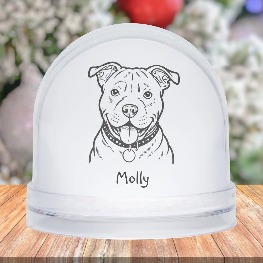 Modern Personalized Pitbull Dog Christmas Schneekugeln