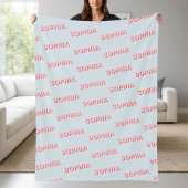 Modern Personalized Repeating Name Pattern Fleecedecke