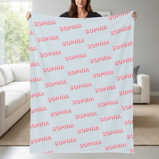 Modern Personalized Repeating Name Pattern Fleecedecke