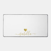 Modern Personalized Script Name Gold Heart Schreibtischunterlage (Vorderseite)