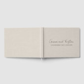 Modern Personalized Silver Gray Faux Linen Gästebuch (Voll)