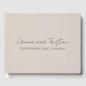 Modern Personalized Silver Gray Faux Linen Gästebuch (Vorderseite)