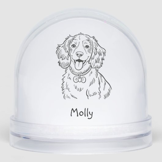 Modern Personalized Spaniel Dog Christmas Schneekugeln (Vorderseite)
