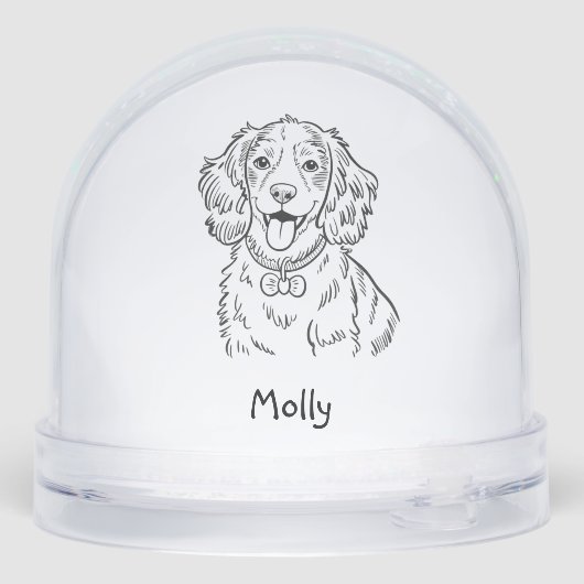 Modern Personalized Spaniel Dog Christmas Schneekugeln (Rückseite)