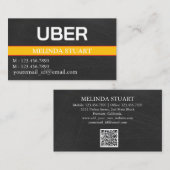 Modern Personalized Uber Driver  Visitenkarte (Vorne/Hinten)