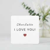 Modern Personalized Valentine Card – I Love You (Stehend Vorderseite)