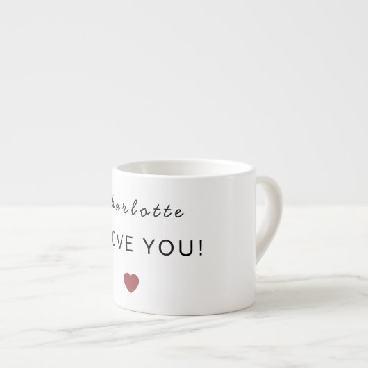 Modern Personalized Valentine Espresso Mug Espressotasse (Vorderseite Rechts)