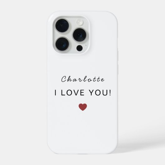 Modern Personalized Valentine – I Love You iPhone Hülle (Rückseite)