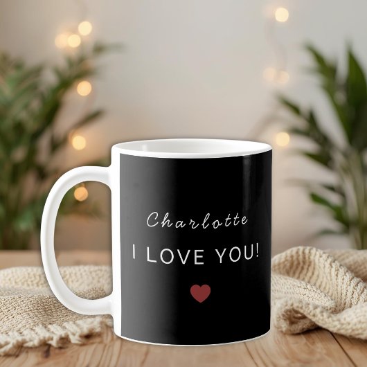 Modern Personalized Valentine Mug – I Love You Kaffeetasse