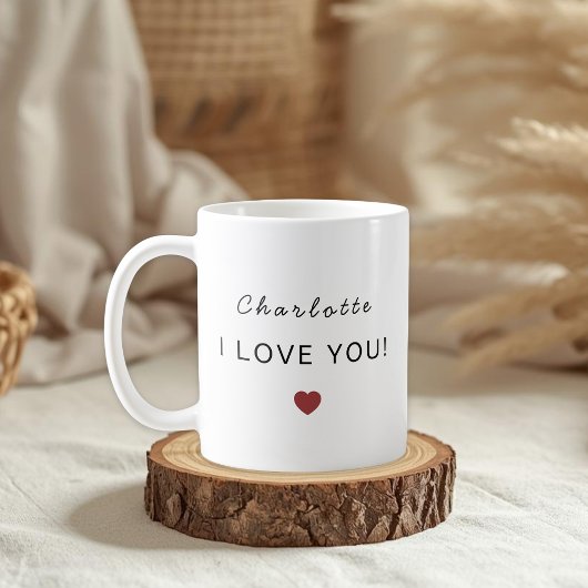 Modern Personalized Valentine Mug – I Love You Kaffeetasse