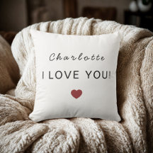 Modern Personalized Valentine Pillow – I Love You