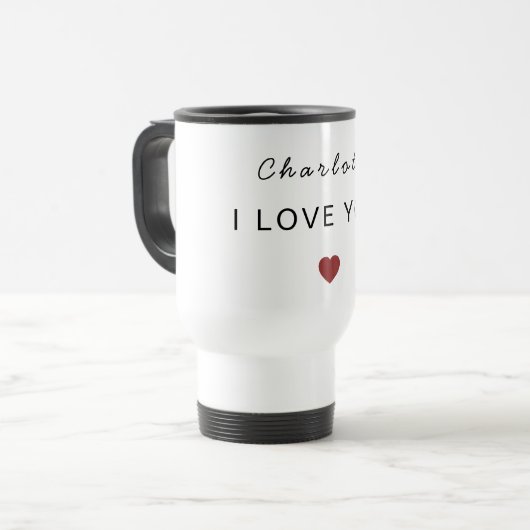 Modern Personalized Valentine Travel Mug Reisebecher (Vorderseite Links)