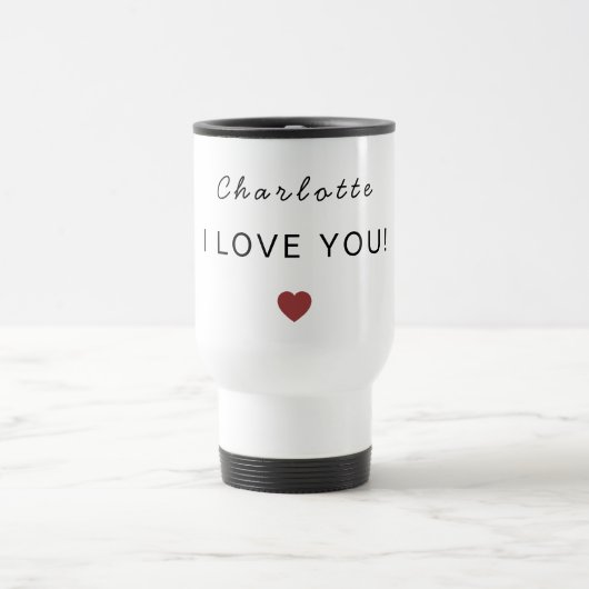 Modern Personalized Valentine Travel Mug Reisebecher (Mittel)